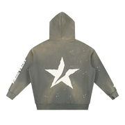 Vintage Washed Frayed Fleece Hoodie