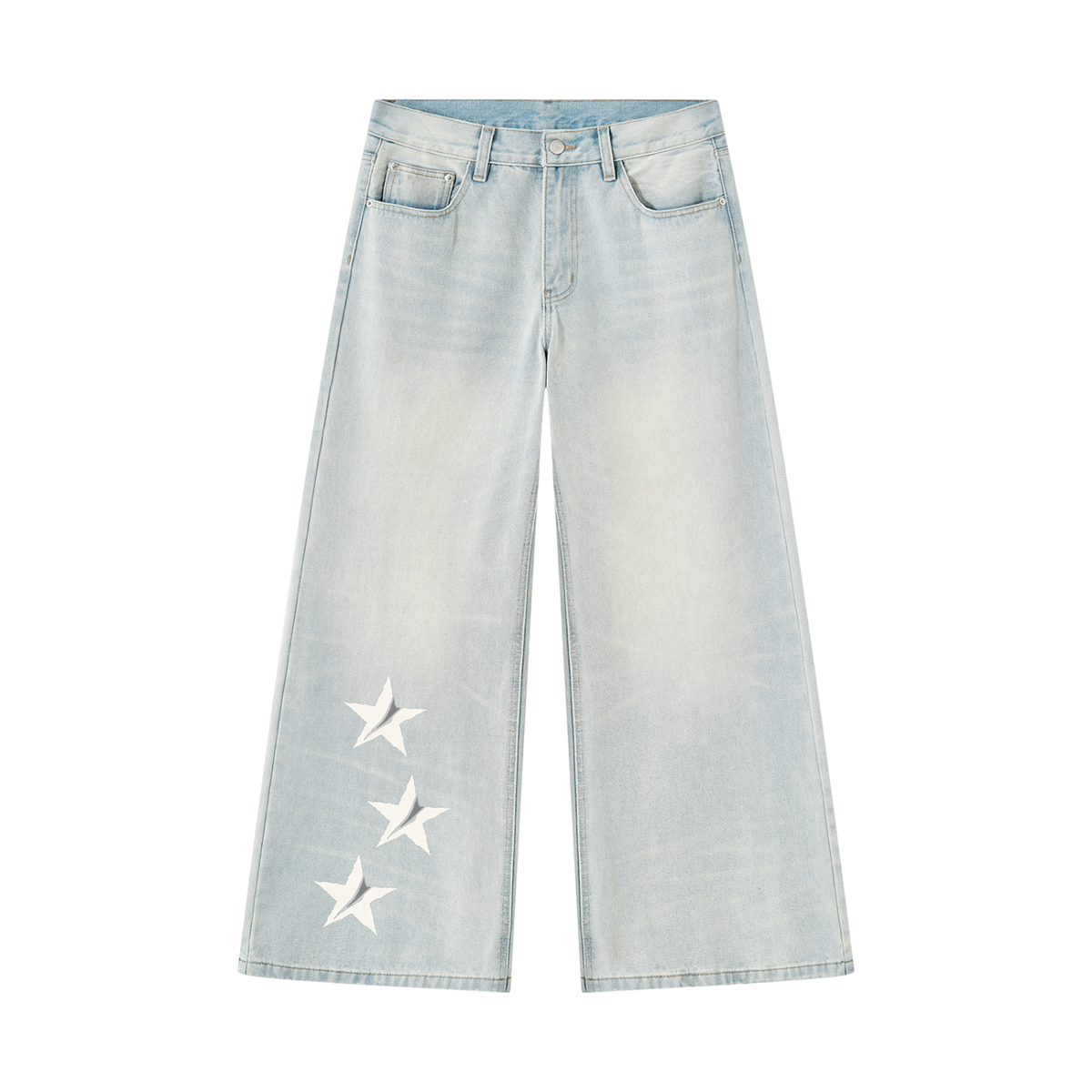 Men's Vintage Wash Wide Leg Denim Jeans