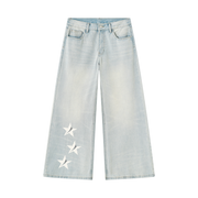 Men's Vintage Wash Wide Leg Denim Jeans