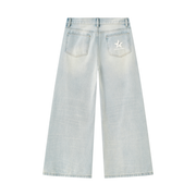 Men's Vintage Wash Wide Leg Denim Jeans