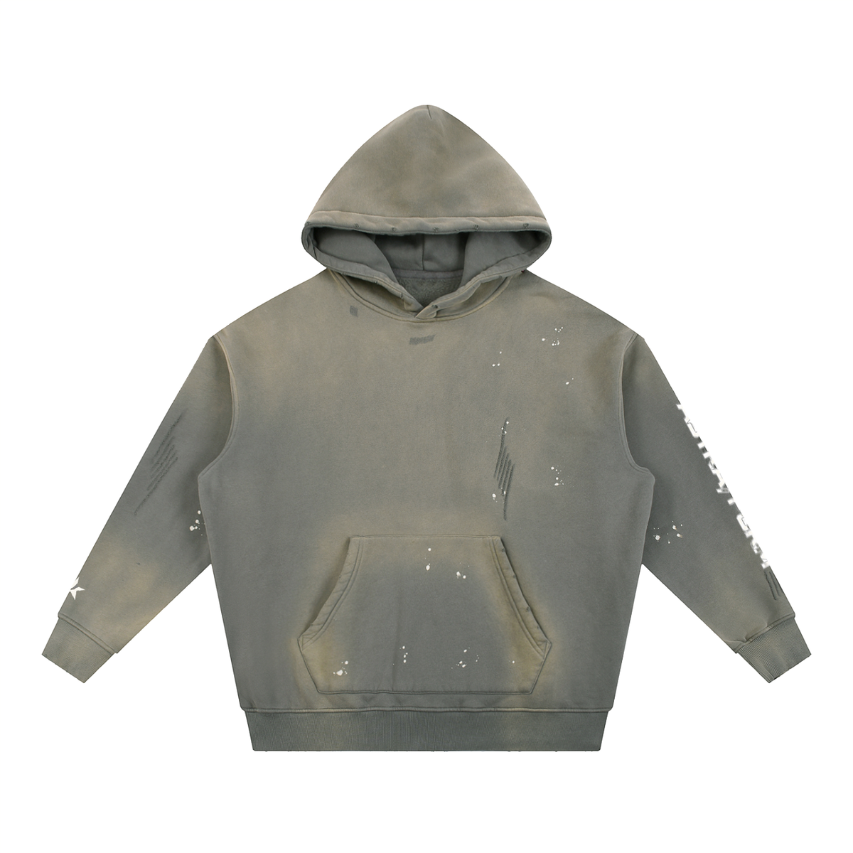 Vintage Washed Frayed Fleece Hoodie